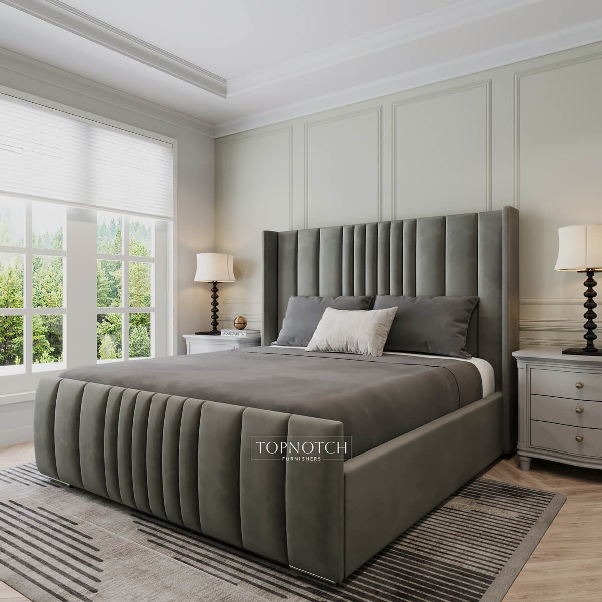 imgi_3_Manhattan-Bed-by-Topnotch-furnishers Manhattan Bed Frame with Lines - Image 1
