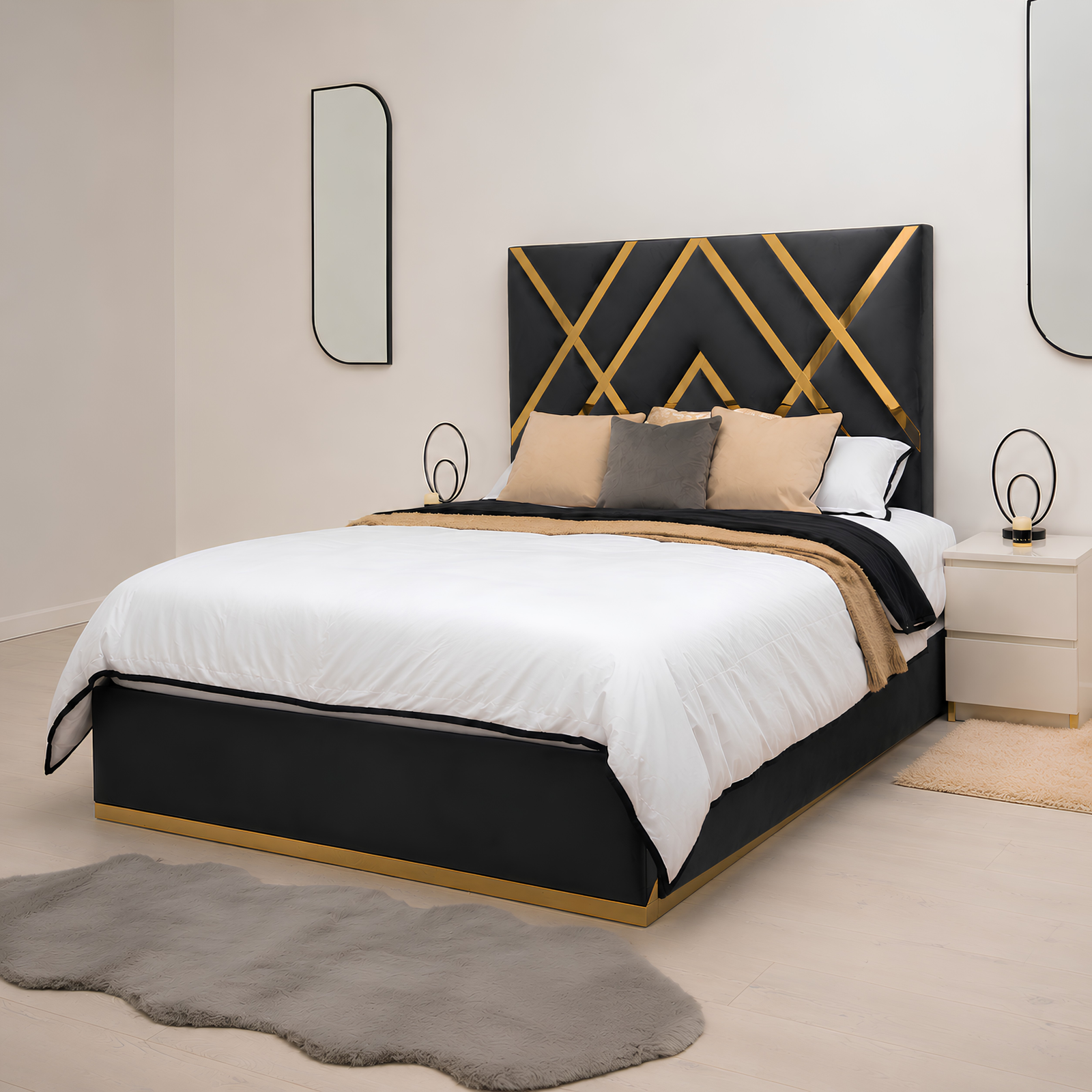 Golden Stripe Upholstered Bed Richmond Franklin Bed - Image 1