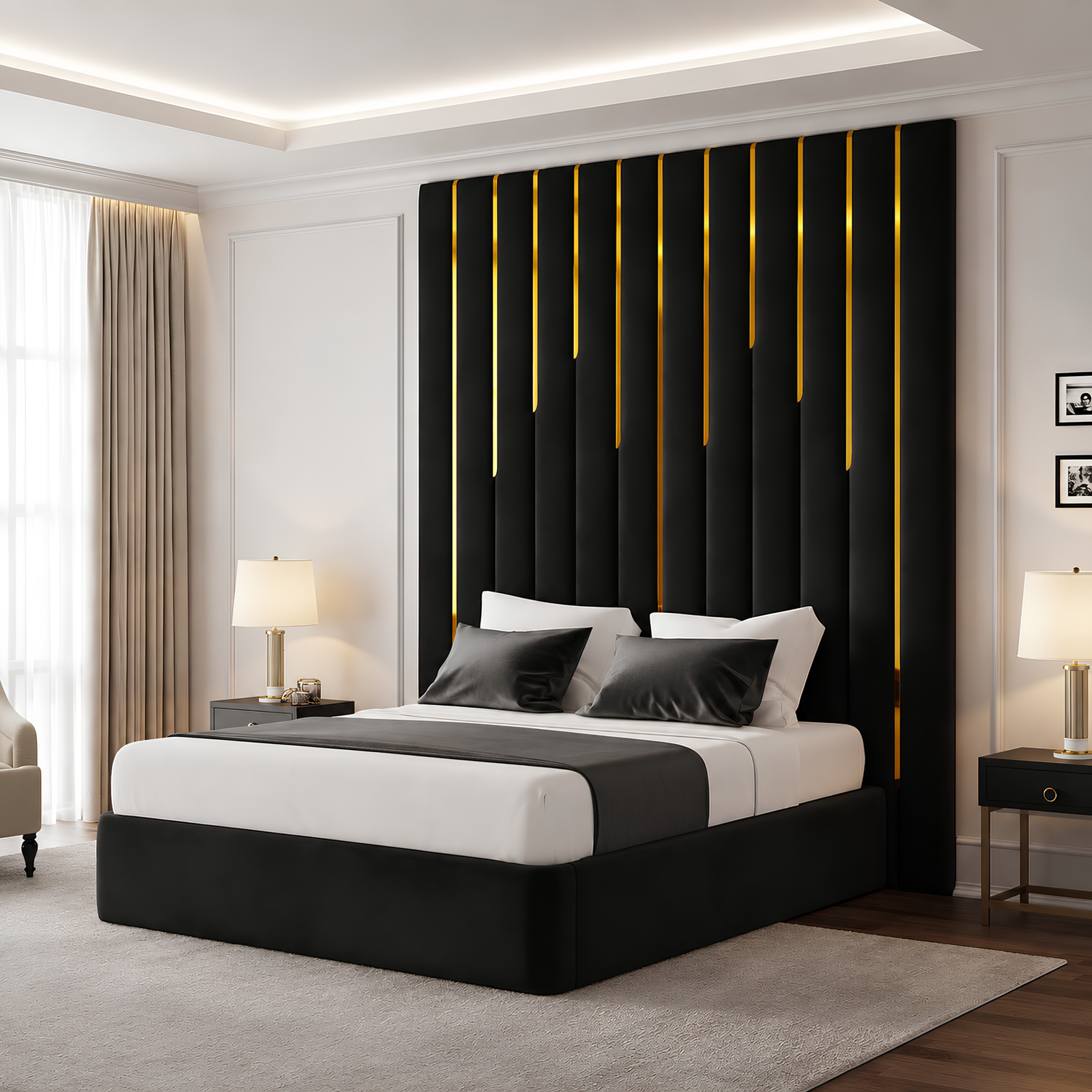 Knightsbridge Gold Stripe Bed UK Knightsbridge Lumina Gold Stripe Bed - Image 1