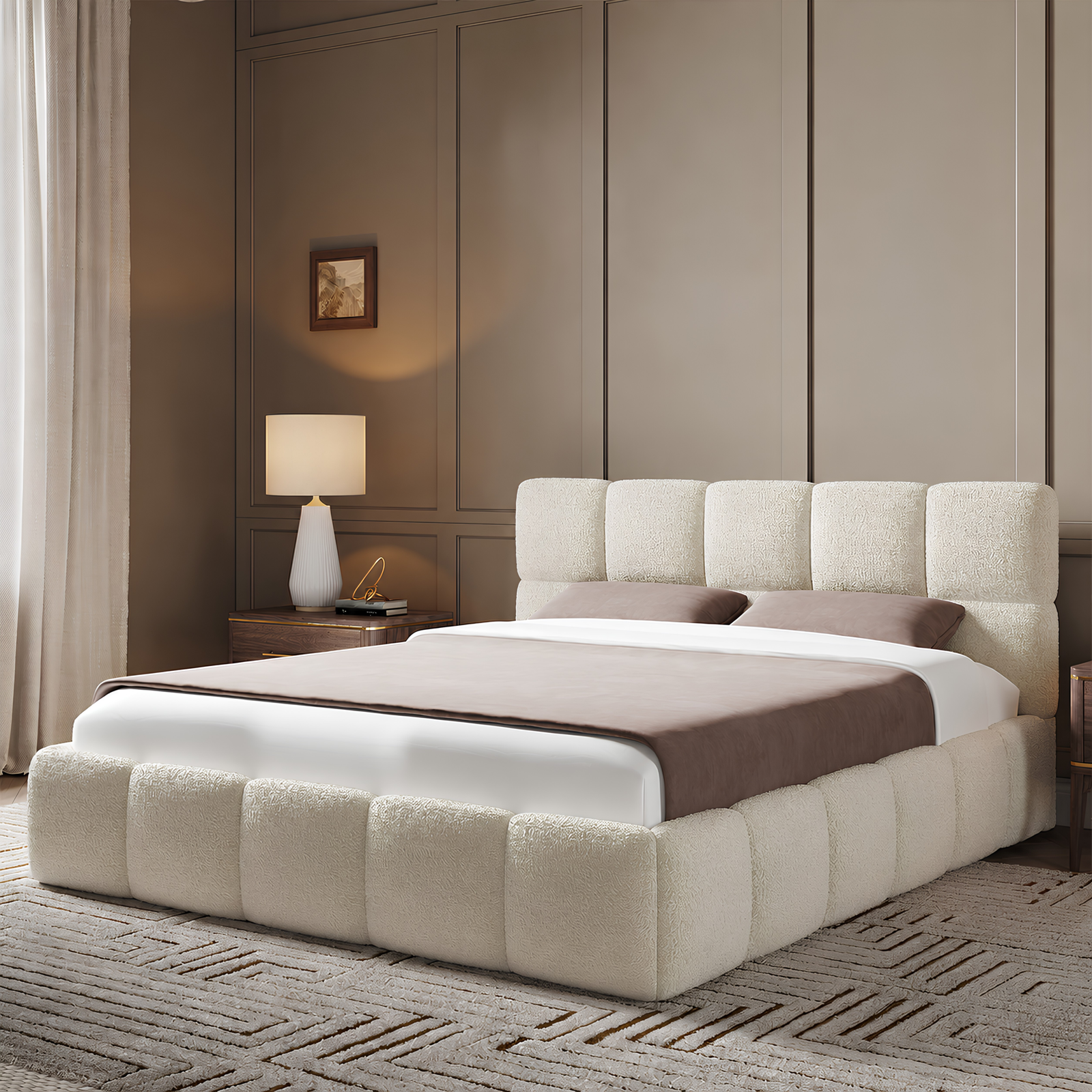 Luxury Boucle Upholstered Bed, Mayfair Dorian Bed - Image 1